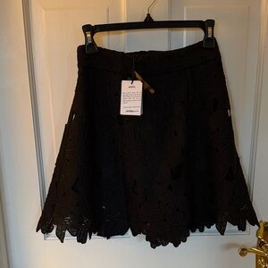 ANGL Black Floral Cutwork Circle Skirt